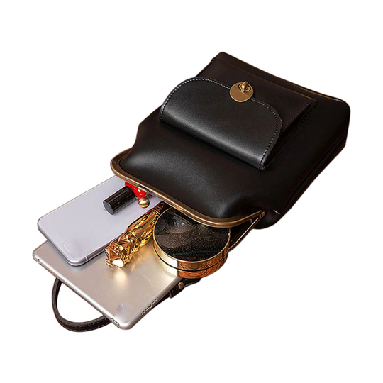 Vintage Kiss-Lock Läderväska - Astrid's Retro Chic Nödvändighet