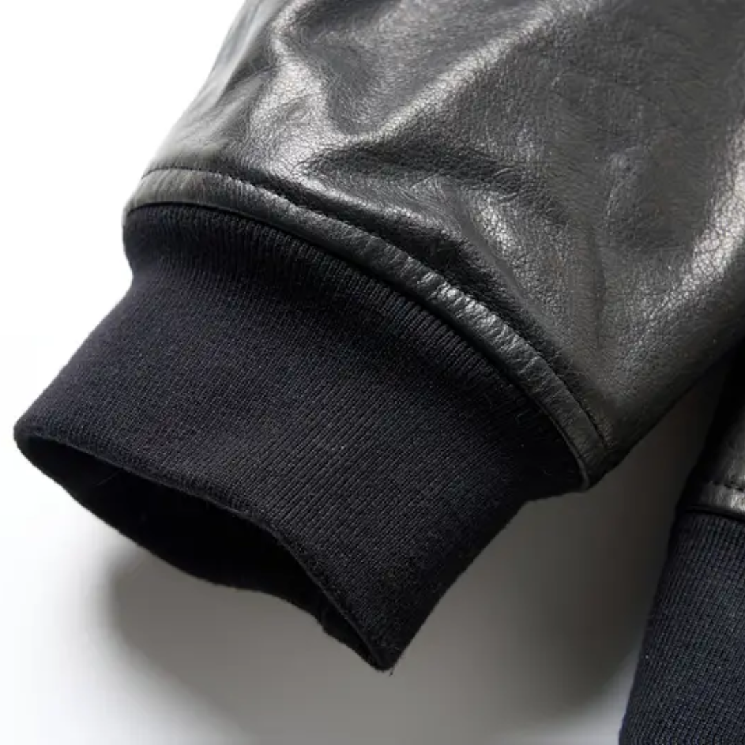 Raymund | Svart blixtlås läderbomberjacka (KÖP 1 FÅ 1 GRATIS)