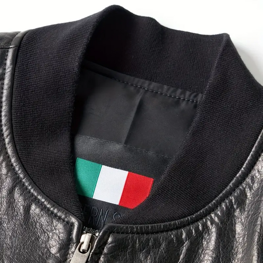 Raymund | Svart blixtlås läderbomberjacka (KÖP 1 FÅ 1 GRATIS)