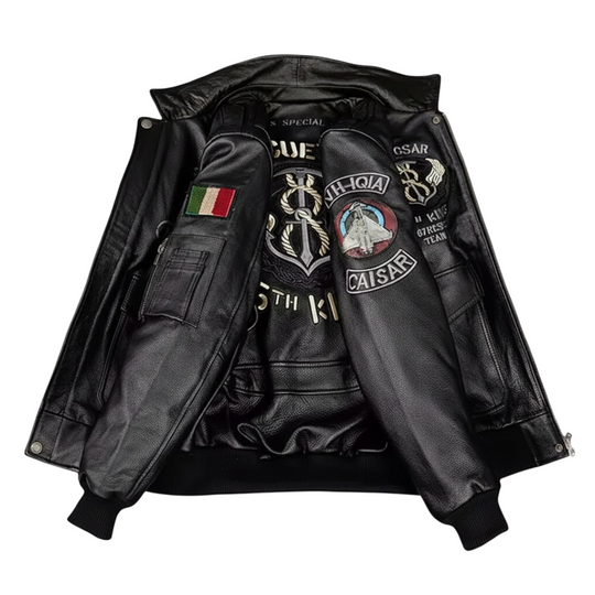 Greg | Herrjacka i läder med quiltade, broderade detaljer (KÖP 1 FÅ 1 GRATIS)