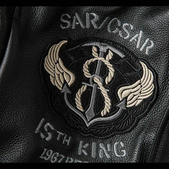 Greg | Herrjacka i läder med quiltade, broderade detaljer (KÖP 1 FÅ 1 GRATIS)